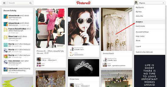 where to find Pinterest web analytics