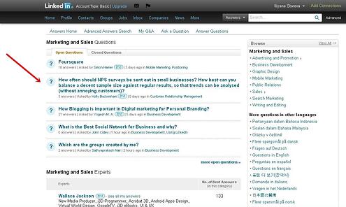 LinkedIn answers browse questions