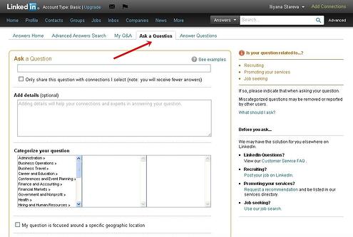LinkedIn answers asking a question
