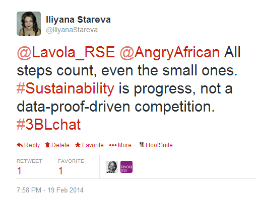 Iliyana in #3BLchat on Twitter